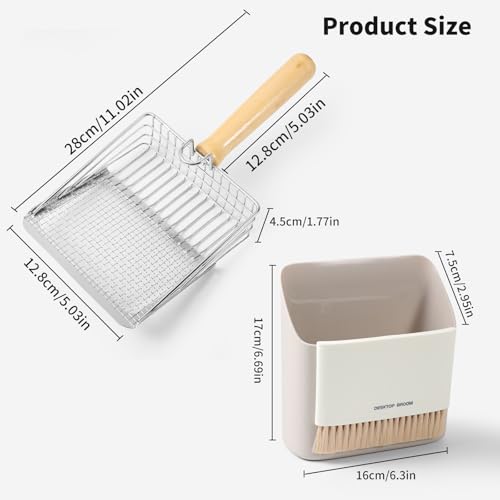 Stainless Steel Cat Litter Scoop Set with Holder, Dustpan & Broom: image 3