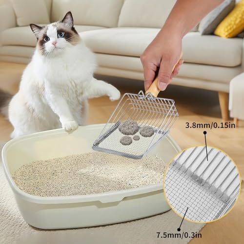 Stainless Steel Cat Litter Scoop Set with Holder, Dustpan & Broom: image 5