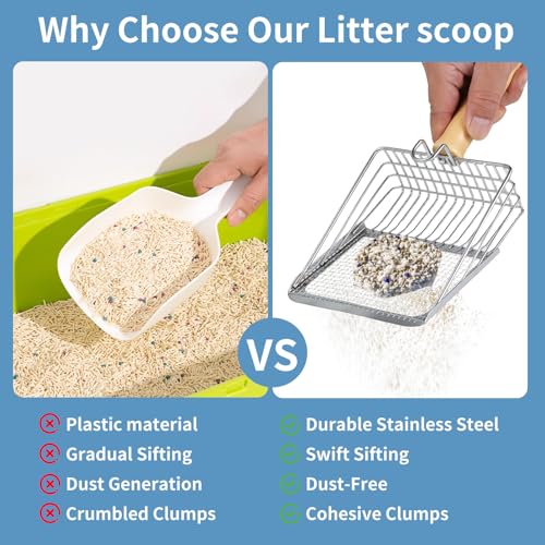 Stainless Steel Cat Litter Scoop Set with Holder, Dustpan & Broom: image 7