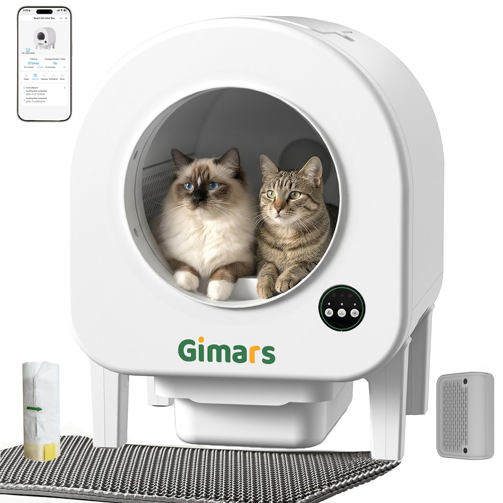 Gimars XXL 90L Anti-Pinch Self-Cleaning Cat Litter Box