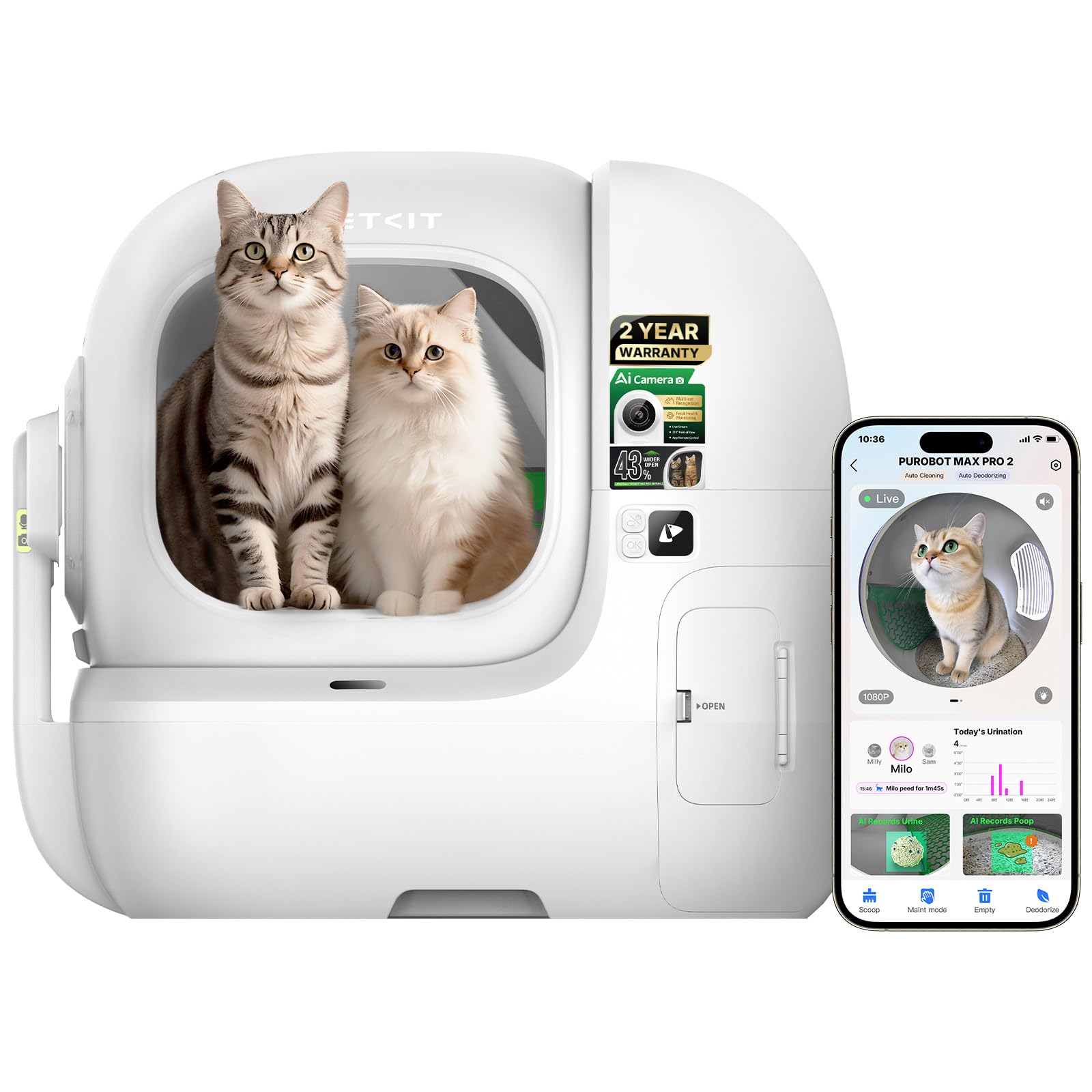 PETKIT PUROBOT MAX PRO 2 automatic litter box with AI camera
