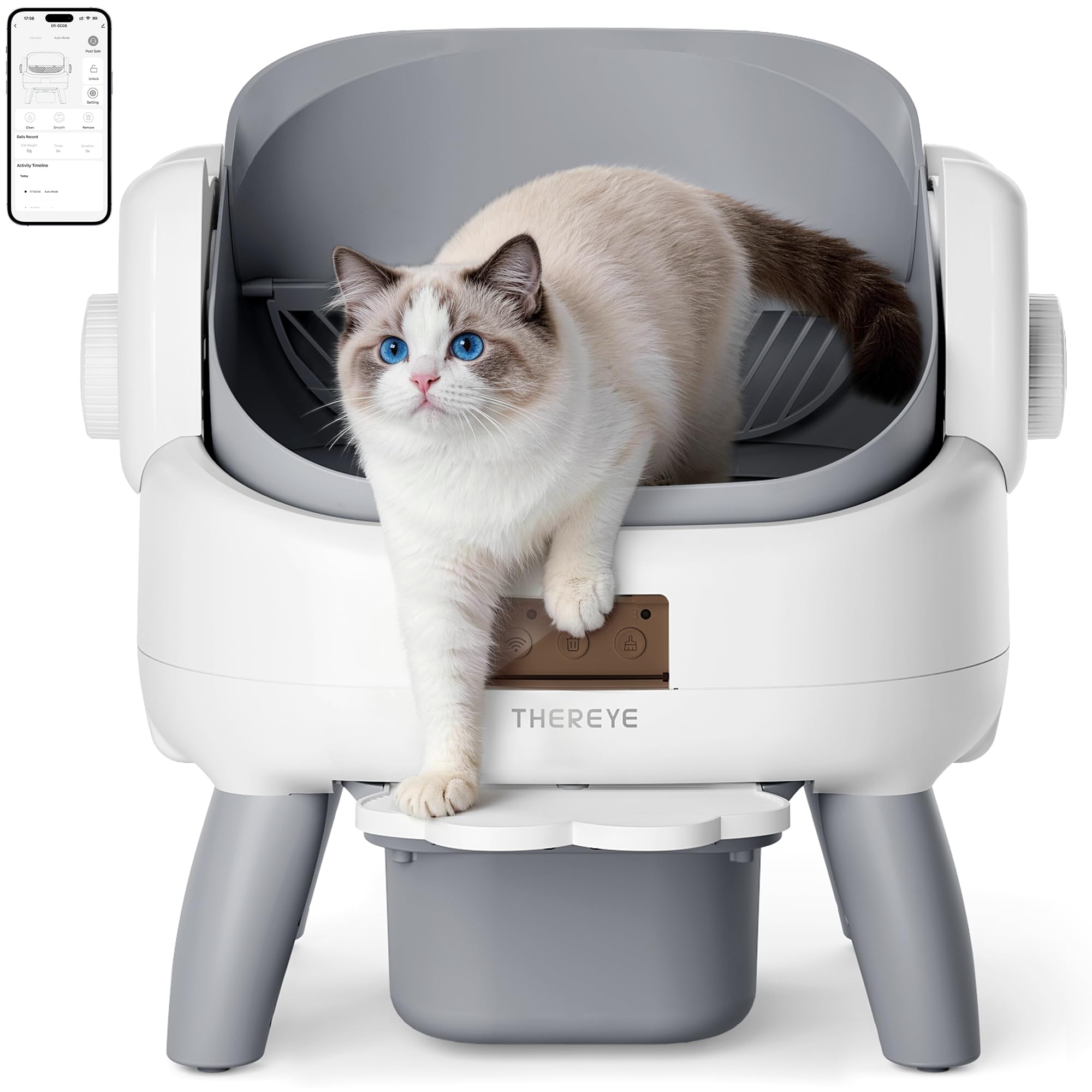 Thereye open-top litter box with entry step
