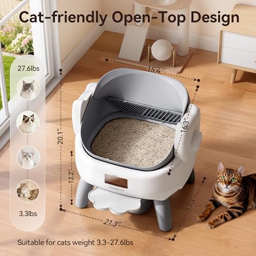 Thereye Open-Top Self-Cleaning Cat Litter Box with Entry Step: image 5